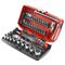 Compact socket set 1/4" 6-sided metric with ratchet and dustproof head type no. RL.NANO1